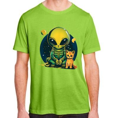 Alien And Cat Funny Cat Selfie With Alien Vintage Ufo Funny Adult ChromaSoft Performance T-Shirt