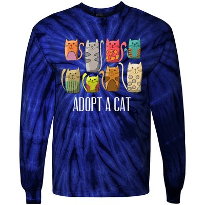 Adopt A Cat Shirt Cat Rescue Cat Adoption Tie-Dye Long Sleeve Shirt