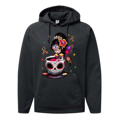 Autism Awareness Coffee Sugar Skull  Autism Dad Mom Gift Performance Fleece Hoodie