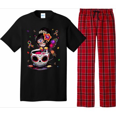 Autism Awareness Coffee Sugar Skull  Autism Dad Mom Gift Pajama Set