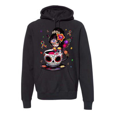 Autism Awareness Coffee Sugar Skull  Autism Dad Mom Gift Premium Hoodie