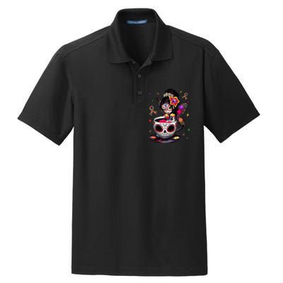 Autism Awareness Coffee Sugar Skull  Autism Dad Mom Gift Dry Zone Grid Polo