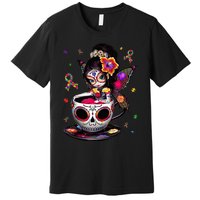 Autism Awareness Coffee Sugar Skull  Autism Dad Mom Gift Premium T-Shirt