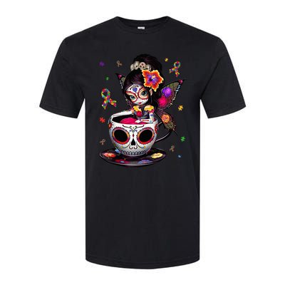 Autism Awareness Coffee Sugar Skull  Autism Dad Mom Gift Softstyle CVC T-Shirt