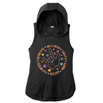 Autism Awareness Choose To Include Special Education Teacher Ladies PosiCharge Tri-Blend Wicking Draft Hoodie Tank