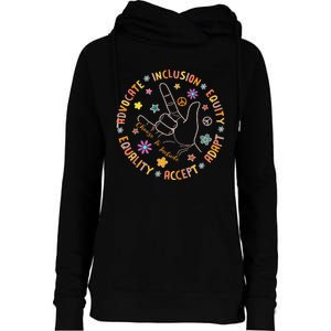 Autism Awareness Choose To Include Special Education Teacher Womens Funnel Neck Pullover Hood