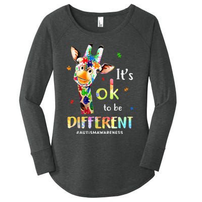 Autism Awareness Cute Giraffe Animal Its Ok To Be Different Women's Perfect Tri Tunic Long Sleeve Shirt