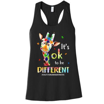 Autism Awareness Cute Giraffe Animal Its Ok To Be Different Women's Racerback Tank