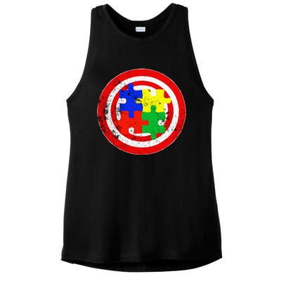 Autism Awareness Captain Autism Puzzle Piece Ladies PosiCharge Tri-Blend Wicking Tank