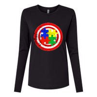 Autism Awareness Captain Autism Puzzle Piece Womens Cotton Relaxed Long Sleeve T-Shirt