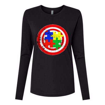 Autism Awareness Captain Autism Puzzle Piece Womens Cotton Relaxed Long Sleeve T-Shirt