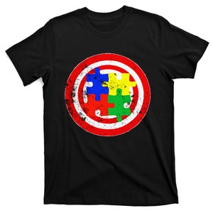 Autism Awareness Captain Autism Puzzle Piece T-Shirt