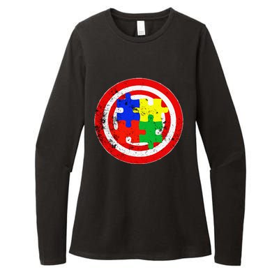 Autism Awareness Captain Autism Puzzle Piece Womens CVC Long Sleeve Shirt