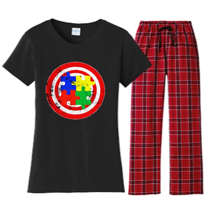 Autism Awareness Captain Autism Puzzle Piece Women's Flannel Pajama Set