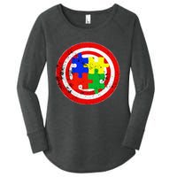 Autism Awareness Captain Autism Puzzle Piece Women's Perfect Tri Tunic Long Sleeve Shirt