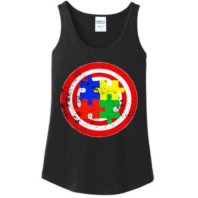 Autism Awareness Captain Autism Puzzle Piece Ladies Essential Tank