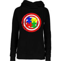 Autism Awareness Captain Autism Puzzle Piece Womens Funnel Neck Pullover Hood