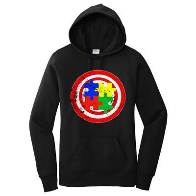 Autism Awareness Captain Autism Puzzle Piece Women's Pullover Hoodie