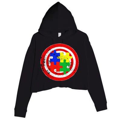 Autism Awareness Captain Autism Puzzle Piece Crop Fleece Hoodie