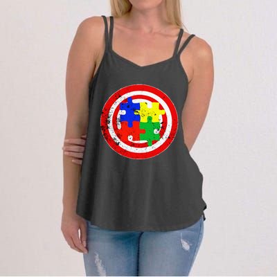 Autism Awareness Captain Autism Puzzle Piece Women's Strappy Tank