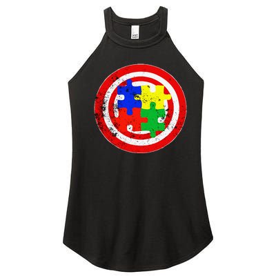 Autism Awareness Captain Autism Puzzle Piece Women's Perfect Tri Rocker Tank