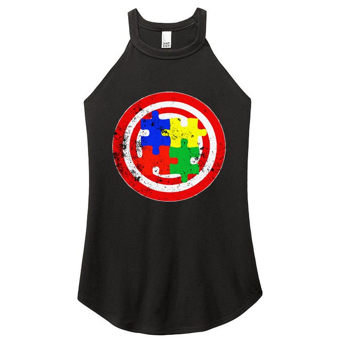 Autism Awareness Captain Autism Puzzle Piece Women's Perfect Tri Rocker Tank