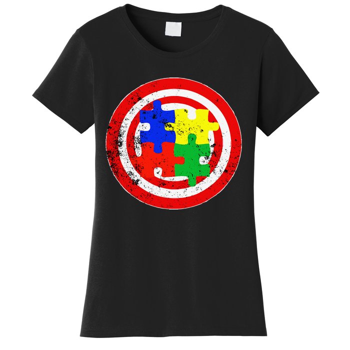 Autism Awareness Captain Autism Puzzle Piece Women's T-Shirt