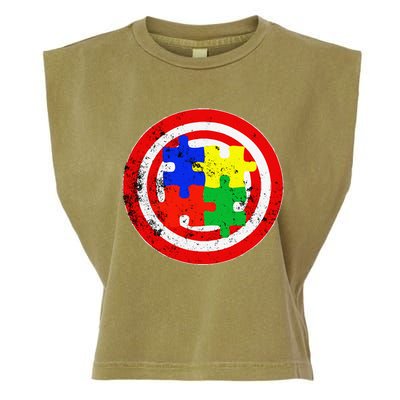 Autism Awareness Captain Autism Puzzle Piece Garment-Dyed Women's Muscle Tee