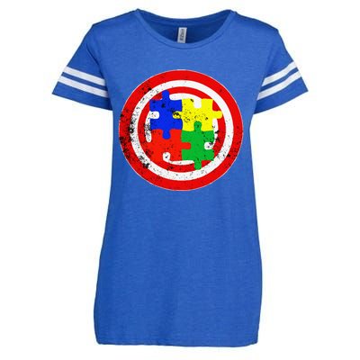 Autism Awareness Captain Autism Puzzle Piece Enza Ladies Jersey Football T-Shirt