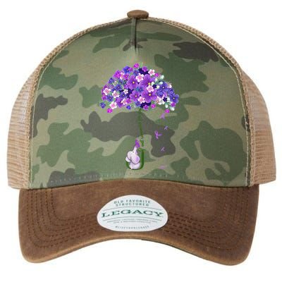Alzheimer Awareness Cute Elephant I Will Remember For You Legacy Tie Dye Trucker Hat