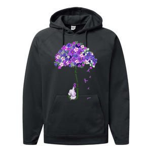 Alzheimer Awareness Cute Elephant I Will Remember For You Performance Fleece Hoodie