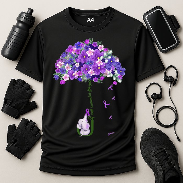 Alzheimer Awareness Cute Elephant I Will Remember For You Cooling Performance Crew T-Shirt