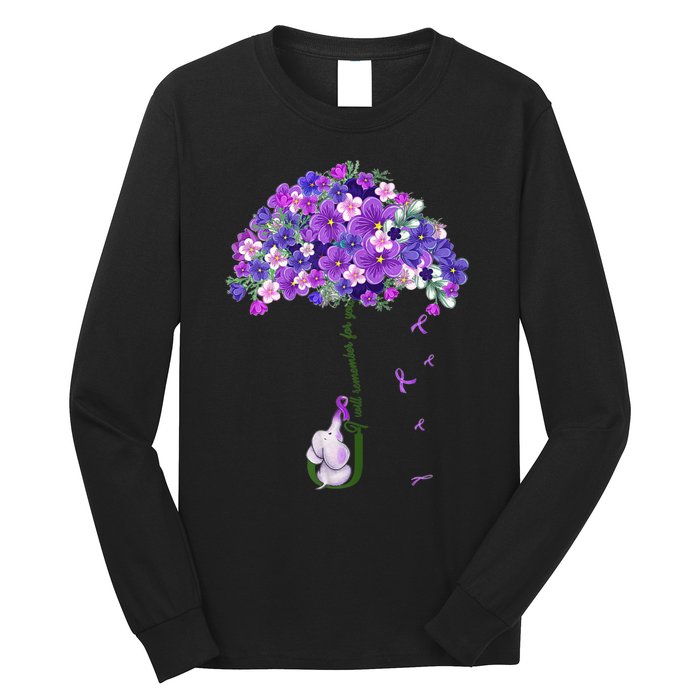 Alzheimer Awareness Cute Elephant I Will Remember For You Long Sleeve Shirt