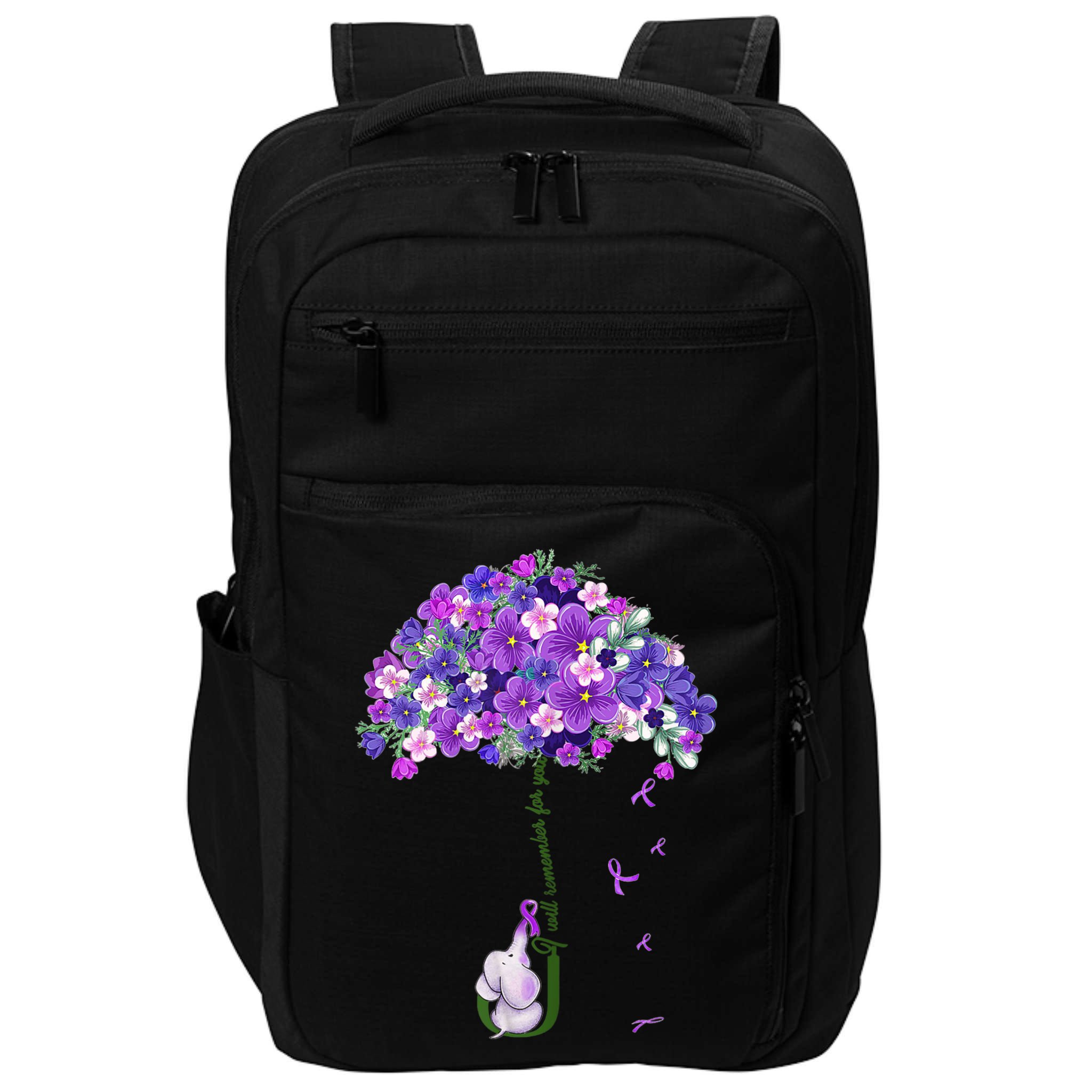 Alzheimer Awareness Cute Elephant I Will Remember For You Impact Tech Backpack