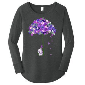 Alzheimer Awareness Cute Elephant I Will Remember For You Women's Perfect Tri Tunic Long Sleeve Shirt