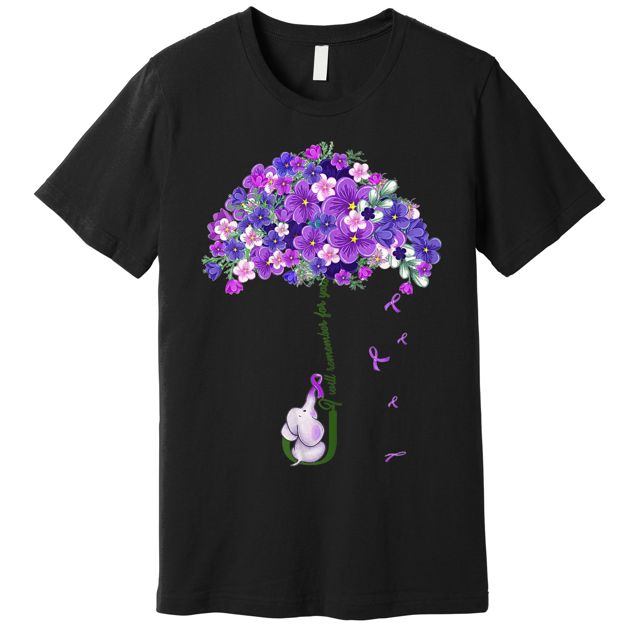 Alzheimer Awareness Cute Elephant I Will Remember For You Premium T-Shirt