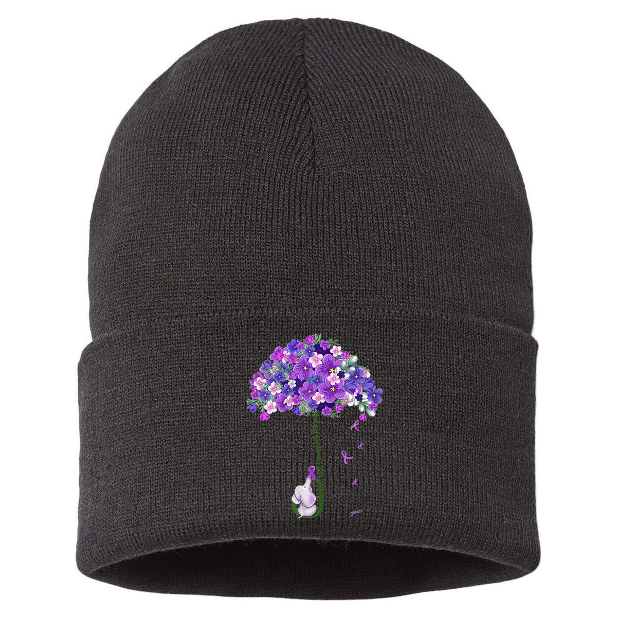 Alzheimer Awareness Cute Elephant I Will Remember For You Sustainable Knit Beanie