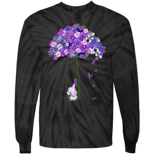 Alzheimer Awareness Cute Elephant I Will Remember For You Tie-Dye Long Sleeve Shirt