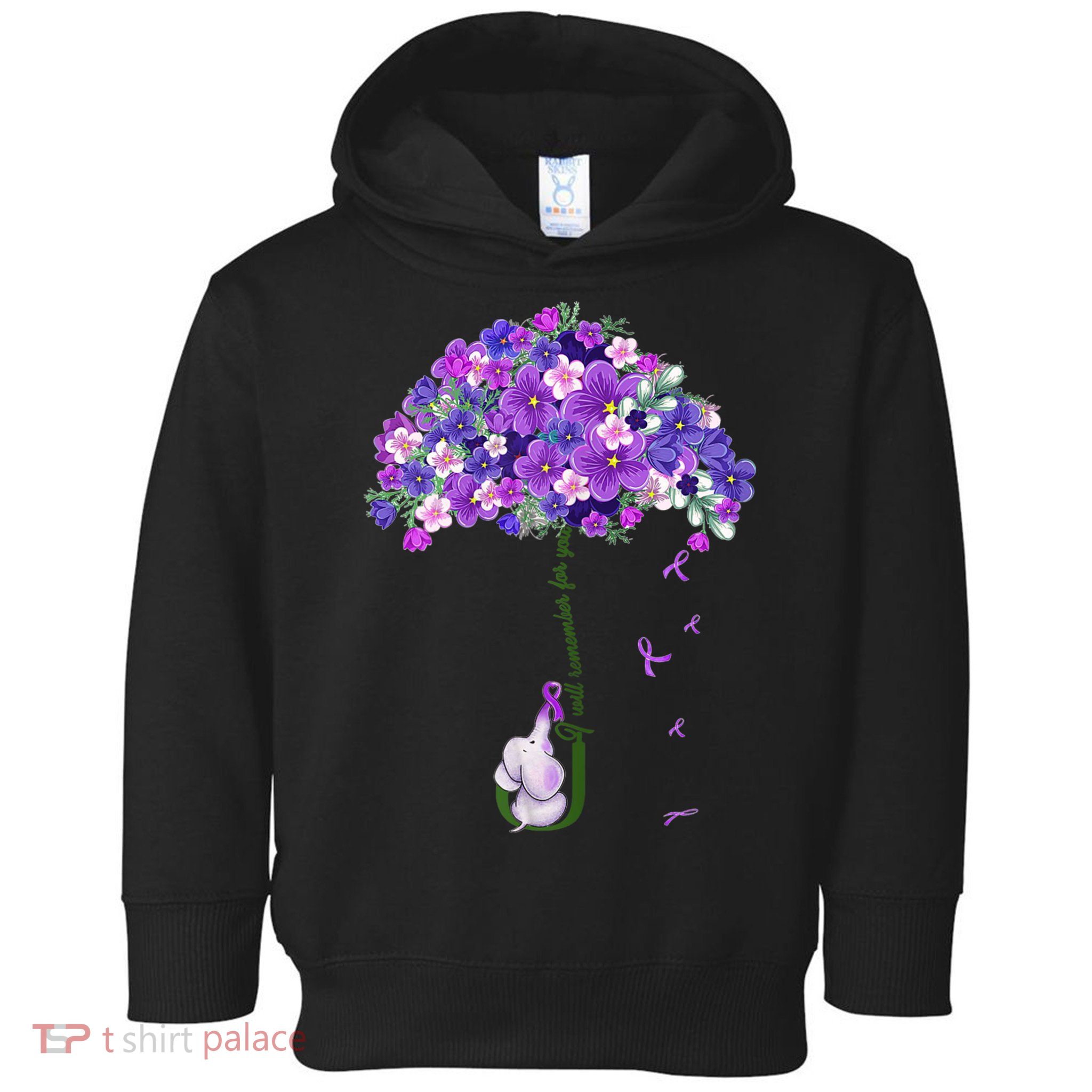 Alzheimer Awareness Cute Elephant I Will Remember For You Toddler Hoodie