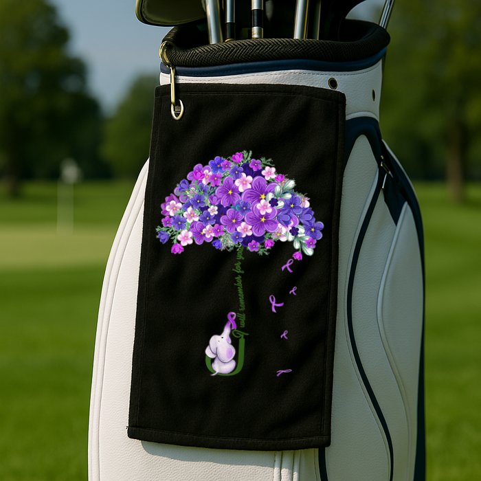 Alzheimer Awareness Cute Elephant I Will Remember For You Golf Towel