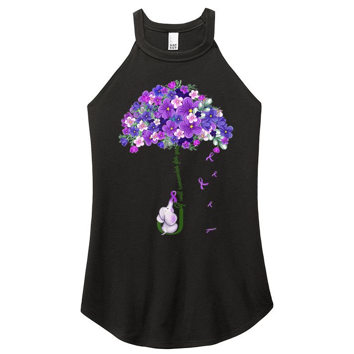Alzheimer Awareness Cute Elephant I Will Remember For You Women's Perfect Tri Rocker Tank