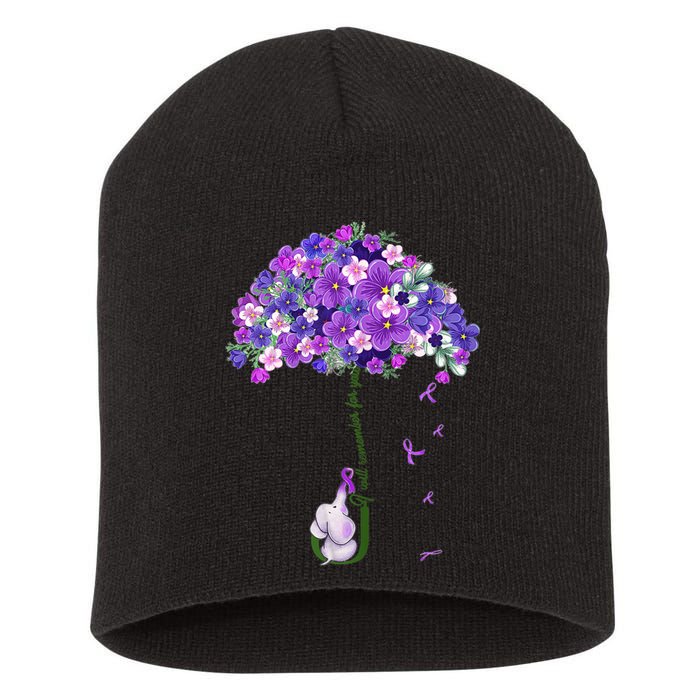 Alzheimer Awareness Cute Elephant I Will Remember For You Short Acrylic Beanie