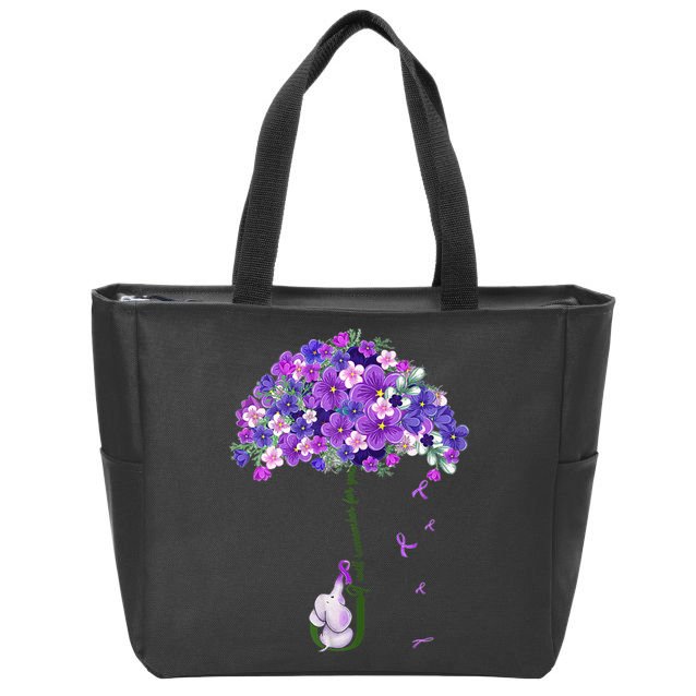Alzheimer Awareness Cute Elephant I Will Remember For You Zip Tote Bag