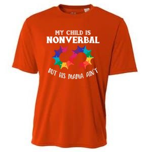 Autism Awareness Cute Gift My Is Nonverbal Mom Puzzle Piece Gift Cooling Performance Crew T-Shirt