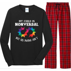 Autism Awareness Cute Gift My Is Nonverbal Mom Puzzle Piece Gift Long Sleeve Pajama Set