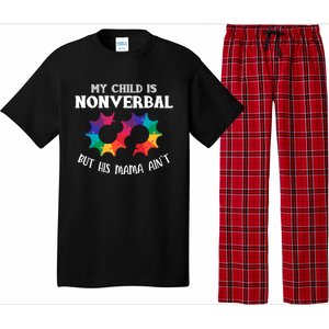 Autism Awareness Cute Gift My Is Nonverbal Mom Puzzle Piece Gift Pajama Set