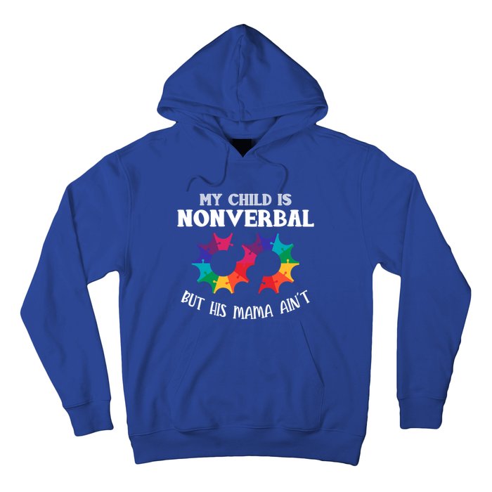 Autism Awareness Cute Gift My Is Nonverbal Mom Puzzle Piece Gift Hoodie