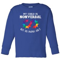 Autism Awareness Cute Gift My Is Nonverbal Mom Puzzle Piece Gift Toddler Long Sleeve Shirt