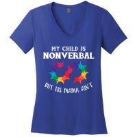 Autism Awareness Cute Gift My Is Nonverbal Mom Puzzle Piece Gift Women's V-Neck T-Shirt