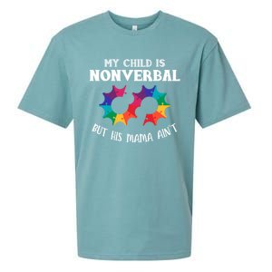 Autism Awareness Cute Gift My Is Nonverbal Mom Puzzle Piece Gift Sueded Cloud Jersey T-Shirt